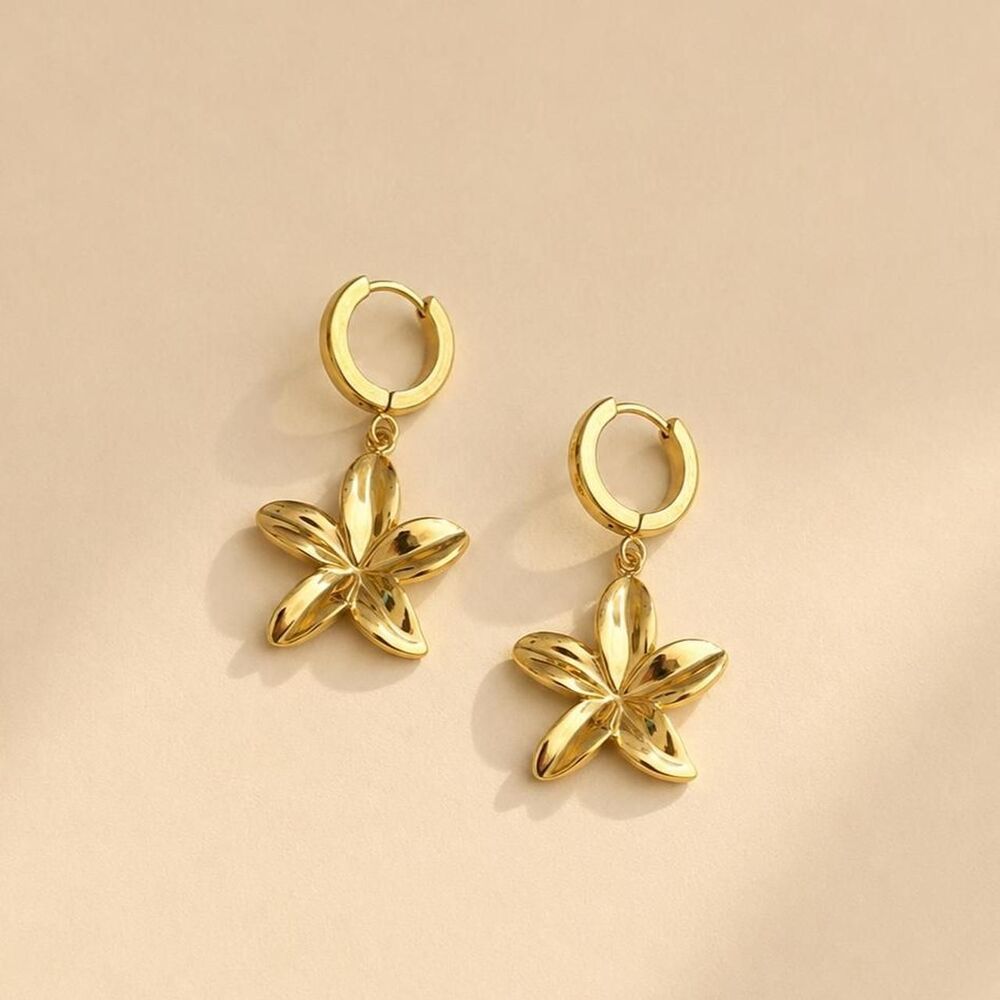 flower hoop earrings D134